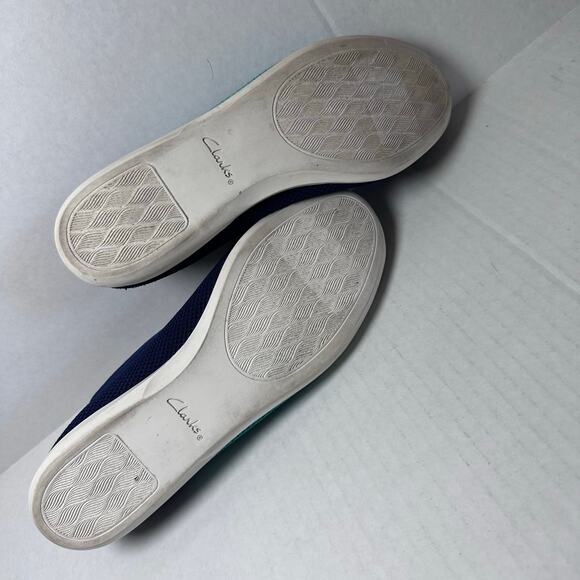 Womans Clarks cloudsteppers blue/green Carly wish ballet flats size 8.5M - Picture 8 of 9